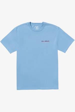 Billabong Twin Peaks Sky Blue 100% Cotton Graphic Back Print Logo T-ShirtX-Large