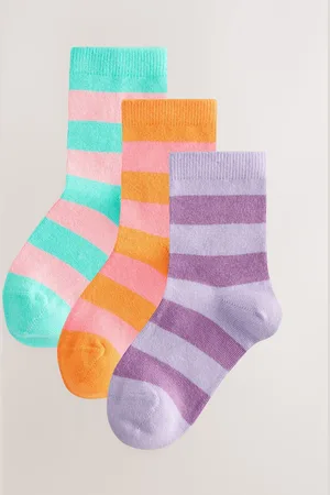 Next Cotton Rich Stripe Ankle Socks 3 PackUK 12.5 - 3.5