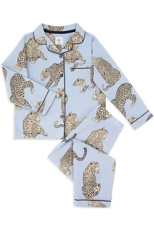 Chelsea Peers Kids Seersucker Cotton Leopard Stripe Print Long Pyjamas Set146152cm