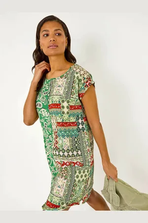 Roman Paisley Print Smock Style T-Shirt Dress44