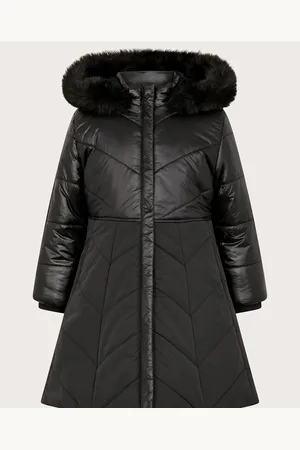 Monsoon Faux Fur Hooded A-Line Puffer Coat3 - 4 år (98 - 104cm)