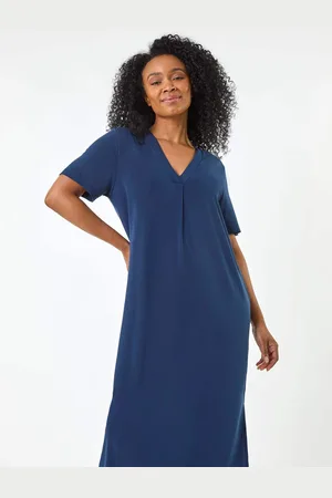 Roman V-Neck Stretch Midi Dress44