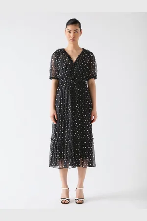 LK Bennett Gigi Birch Plissè Polkadot Midi Dress36