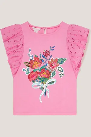 Monsoon Floral Print Bouquet Broderie Frill Blouses110116cm
