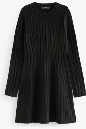 Next Ribbet Fit And Flare Mini Strikket Trøje Kjole Med UldXL almindelig