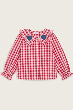 Monsoon Heart Collar Gingham 100% Cotton Blouse122128cm