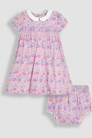 JoJo Maman Bébé Floral Smocked Woven 100% Cotton Dress104110cm