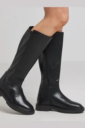 Simply Be Wide Fit Stretch Back Panel Flat Knee High Boots With Curvy Calf