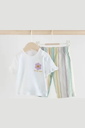 Next 100% Cotton T-Shirt and Wide Leg Trousers Set 2 Piece56cm