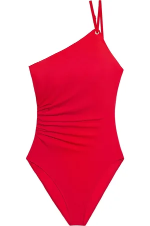 Ralph Lauren Red Beach Club Solids Double Strap One Shoulder Swimsuit42