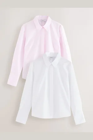 Next Fitted Collared Essential Long Sleeve Shirts 2 Pack42