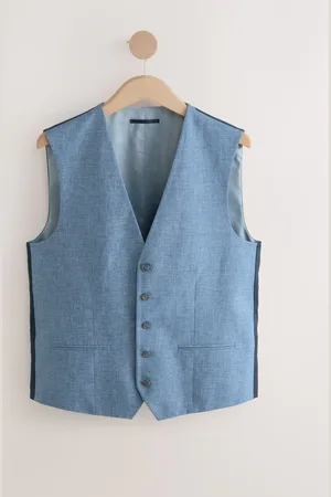 Next Textured Linen Suit Waistcoat52 Almindelig (UK 42 R)