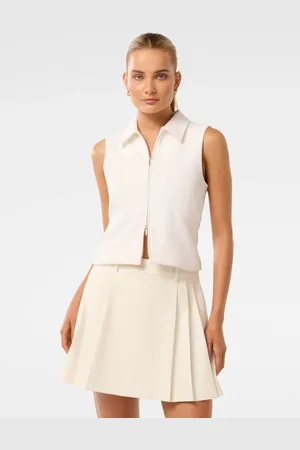 Forever New Vienna Zip Detail Collar TopXS