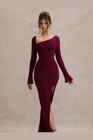 Club L Cosmos Asymmetric Long-Sleeve Split Maxi Dress36