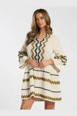South Beach Jacquard Drop Hem Tiered 100% Cotton Mini Dress
