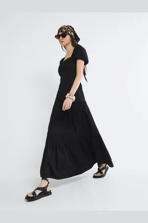 River Island 100% Cotton Puff Sleeve Tea Midi Dress