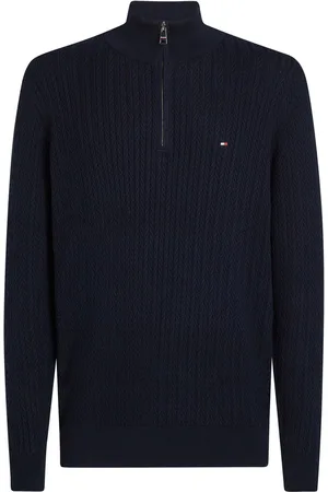 Tommy Hilfiger 100% Cotton Herringbone Quarter Zip Mock JumperM