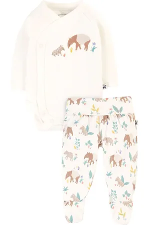 Frugi Baby Dyreprint Hvid Outfit Sæt6-9 mdr
