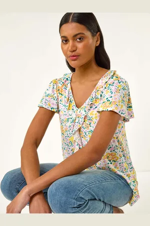 Roman Printed Ruffle V-Neck Top38