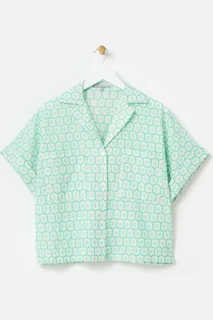 Oliver Bonas 100% Organic Cotton Floral Broderie Boxy Shirt40