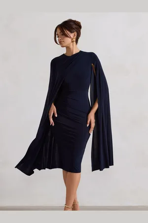 Club L Marysol Asymetric Cape Midi Dress44