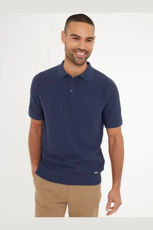 Threadbare Cotton Mix Kortærmet Textured Knitted Polo-skjorterStor