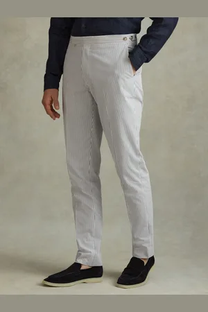 Reiss Barr Cotton Seersucker Adjuster Slim Fit Trousers36