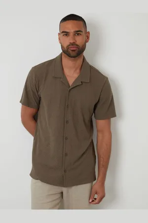 Threadbare Relaxed Fit Textured Revere Collar Shirtlarge