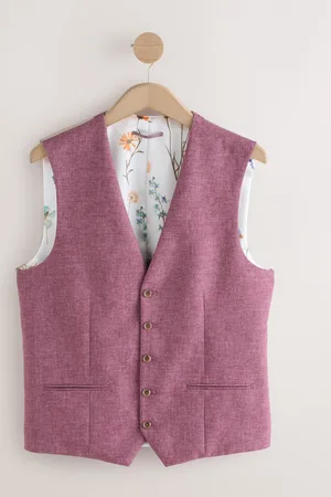 Next Linen Textured Suit Waistcoat44l