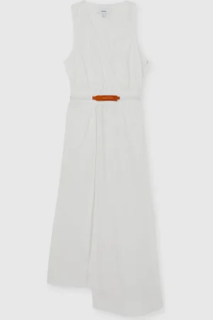 Reiss Brianne Poplin Med bælte Split Midi Kjole38