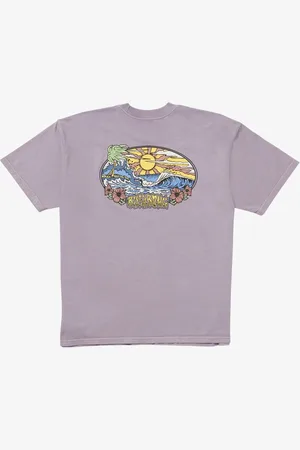 Billabong Tide OG Purple 100% Cotton Graphic Back Print Logo T-ShirtStor