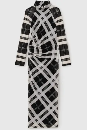 Reiss Darla Checked Ruched Midi Dress32