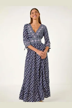 Roman Floral Border Print Maxi Dress38