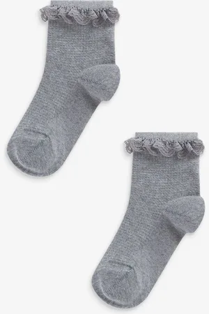 Next 2 Pakke Cotton Rich Flæsekant AnkelsokkerUK 9-12 Jnr.