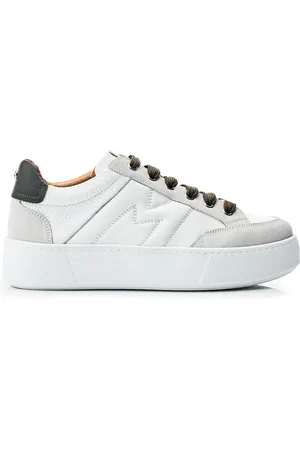 Moda In Pelle Amarante M Stitch Detail Chunky Leather White Trainers