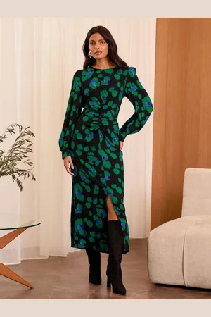Love & Roses Dyreprint Ruched Midi Kjole34
