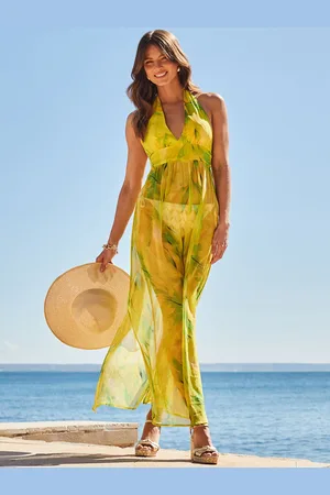 Sosandar Feather Tryk Halterneck Maxi Beach Kjole44
