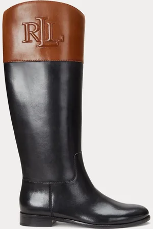 Ralph Lauren Justine Two-Tone Leather Riding Boots