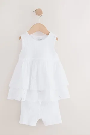 Next Broderie Vest and Cycle Shorts Set (3mths-7yrs)104110cm