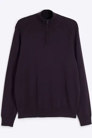 River Island Slim Fit Viscose Half Zip TrøjeL