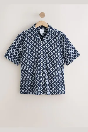 Next Trellis Textured Short Sleeve 100% Cotton ShirtMiddel