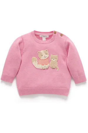 Purebaby Dyreprint Broderet 100% Bomuld Trøje5662cm