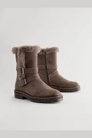 Next Forever Comfort Faux Fur Double Buckle Ankle Boots