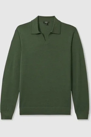 Reiss Milburn Merino Wool Open Krave Polo-skjorterS