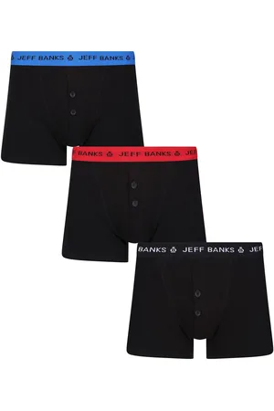Jeff Banks Classic Button Fly Boxers With Pop Colour WaistbandS