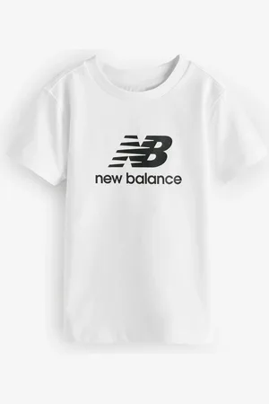 New Balance Girls 100% Cotton Stacked Logo T-Shirt7 - 8 år (122 - 128cm)