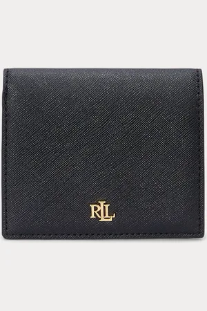 Ralph Lauren Crosshatch Leather Compact Black PurseEn