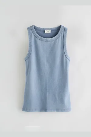 Abercrombie & Fitch Blue Ribbed 100% Cotton Tank Topmedium