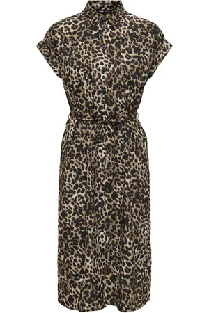 ONLY Leopard Print Belted Midi Shirt Dress42