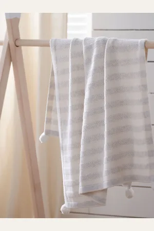 The White Company Lyserød Stribet Cotton Cashmere Baby TæppeEn